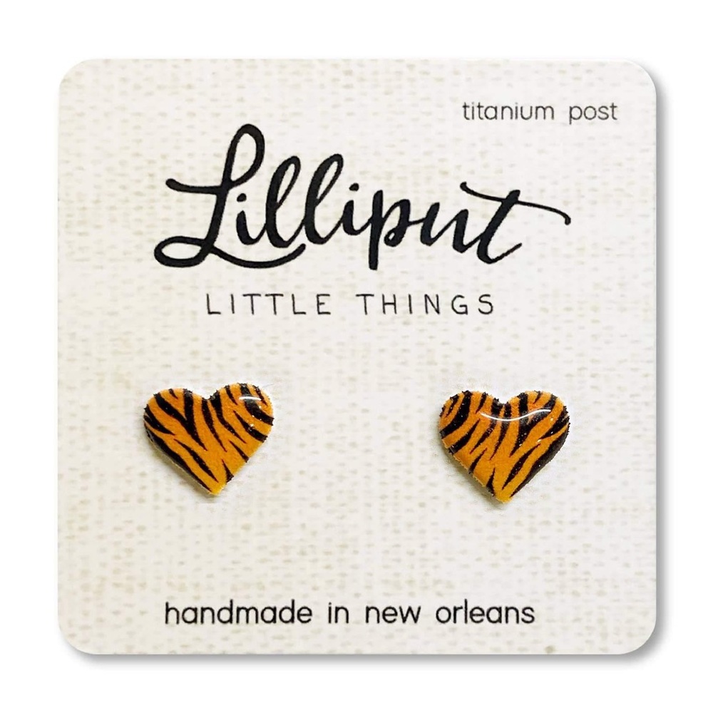 Tiger Stripe Heart Earrings